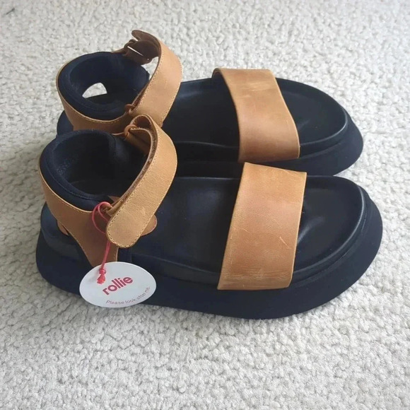 NWT Free People Ace Sport Brown/Black Rollie Leather Sandals size 37 - Picture 2 of 4